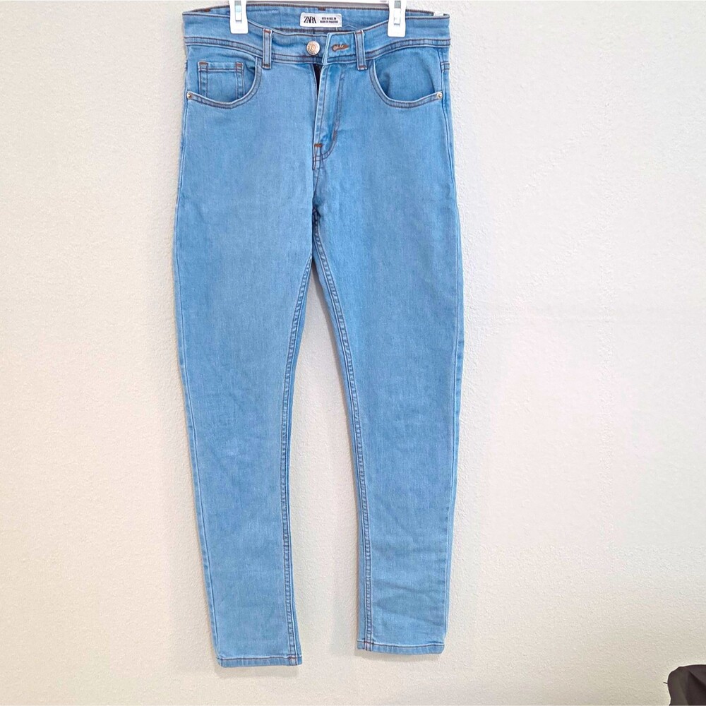 ZARA Light Wash Blue Skinny Women’s Denim Jeans Size 8 Button 5-Pocket
